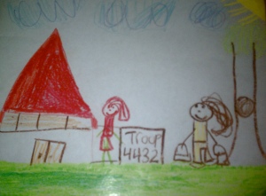 A picture Aisha drew of her Girl Scouts troop.