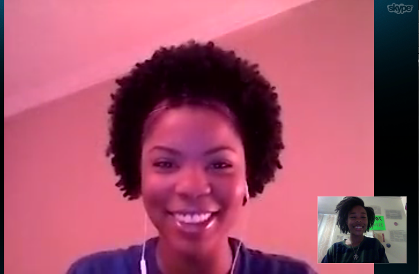 Djuan Trent and ELIXHER's Helen McDonald (right) Skype date!
