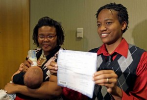 Kelly Noe, right, and her partner Kelly McCracken are plaintiffs in the Ohio gay marriage case.