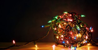 A tangled ball of Christmas lights